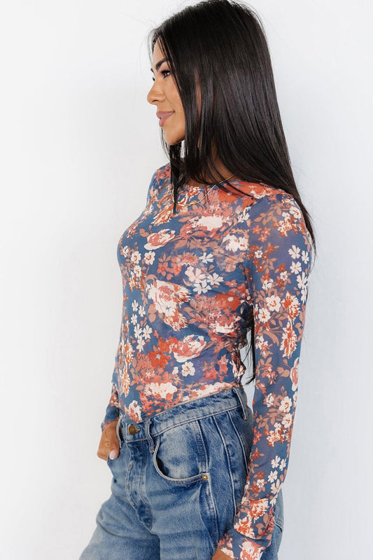 Floral Mesh Long Sleeve