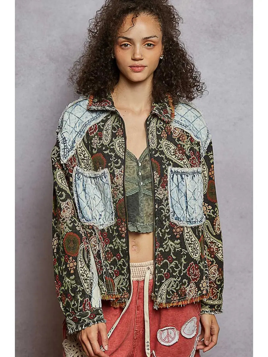 Wildflower Heart Quilted Shacket