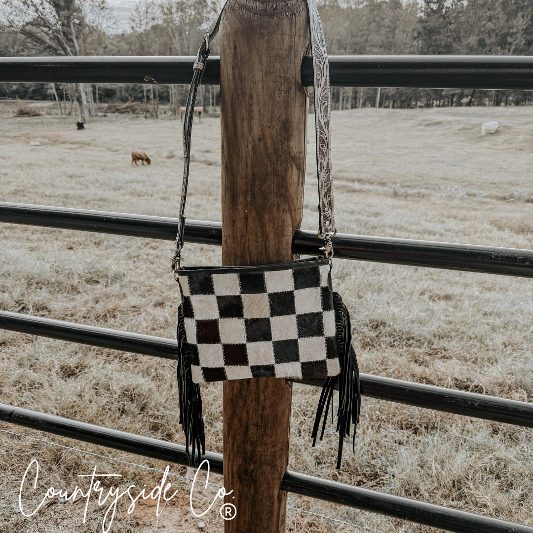 *PRE ORDER* Rodeo Square Cowhide Checkered Purse