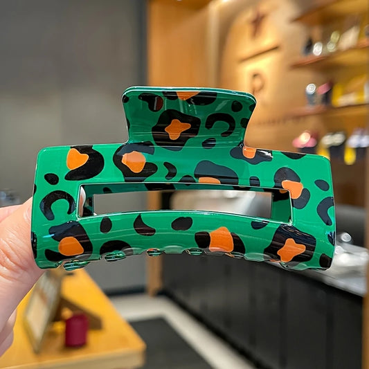 Green Leopard Claw Clip