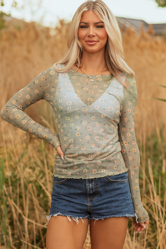 Magnolia Meadow Mesh Top