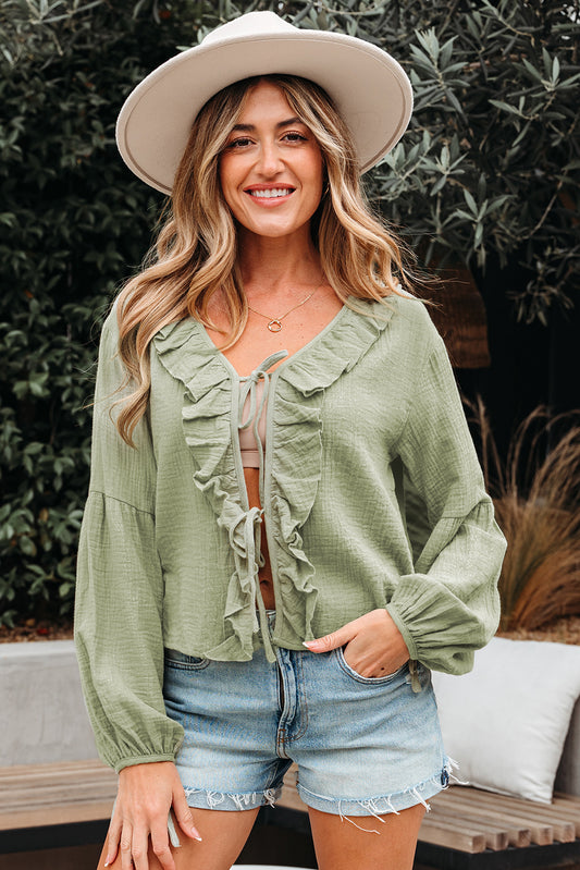 Breezy Bow Ruffle Blouse