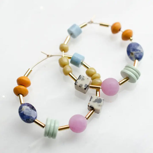 Colorful Beaded Hoop Earrings