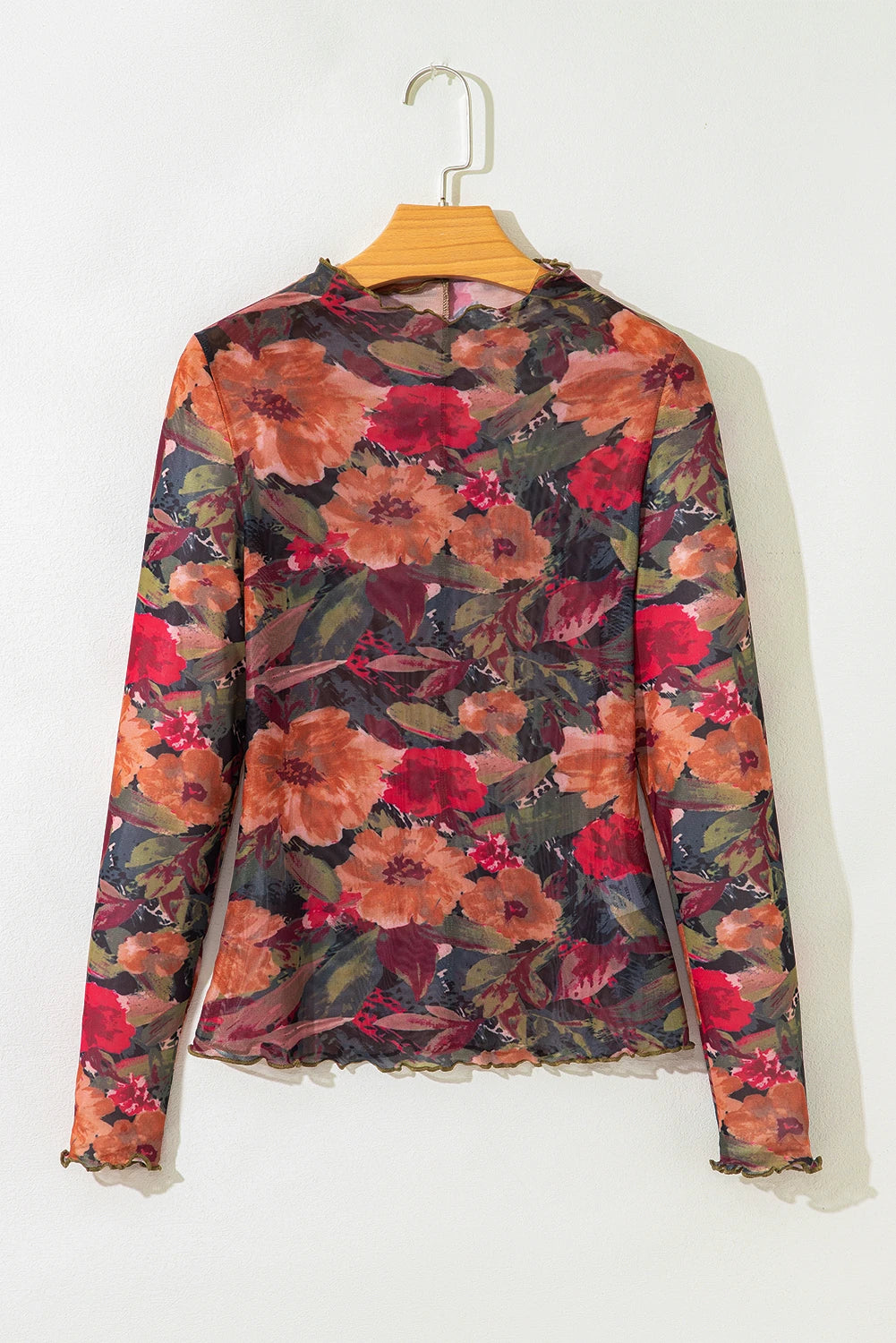 Fall Florals Mesh Long Sleeve Top