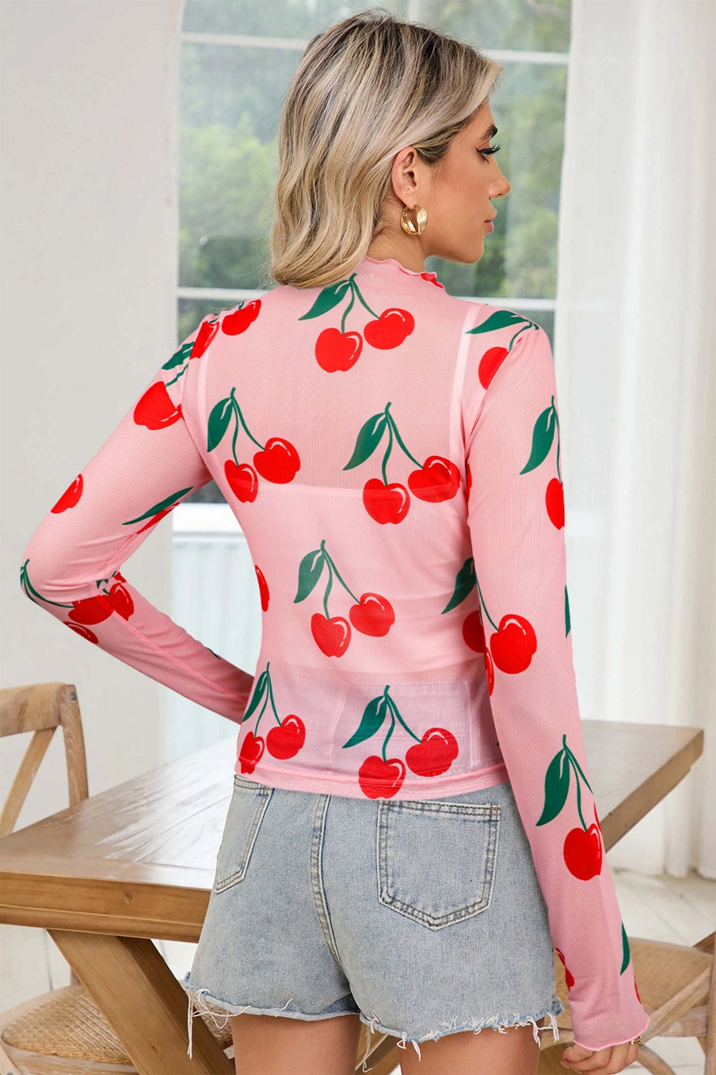 Cherry Bombshell Mesh Top