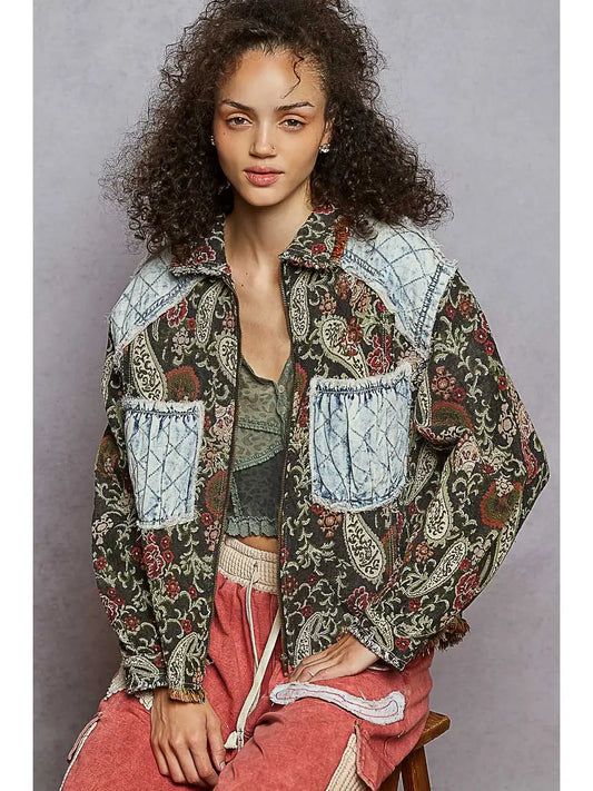 Wildflower Heart Quilted Shacket