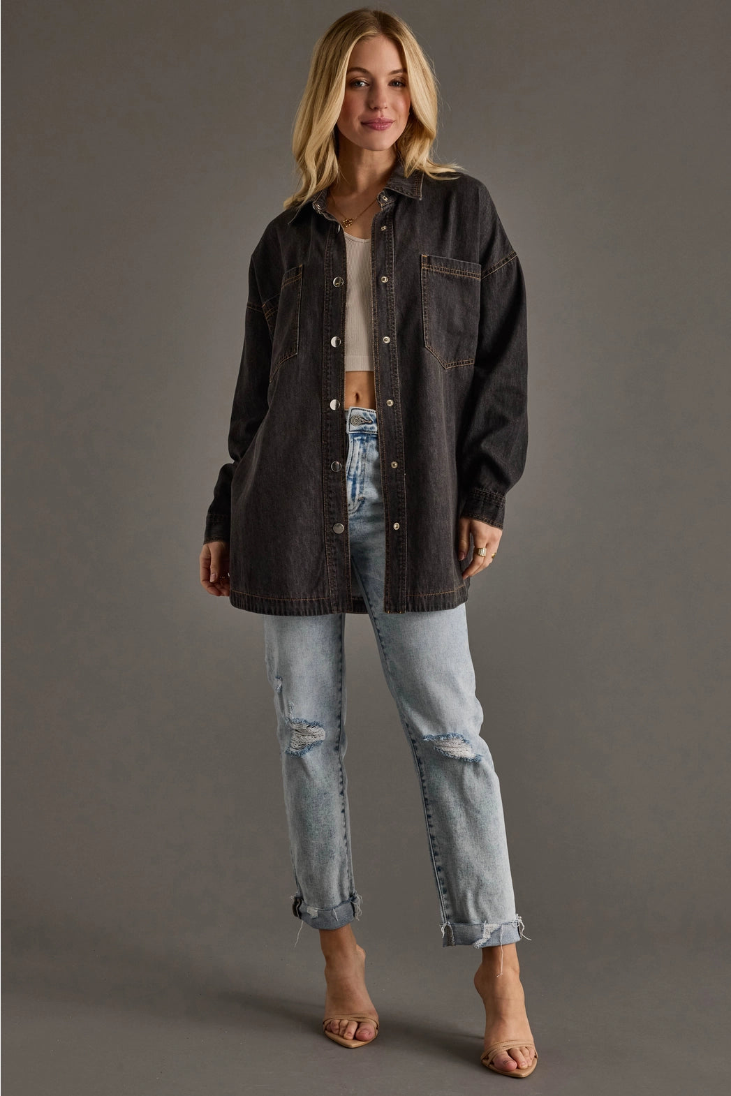 Meet Me at the Honky Tonk Denim Shacket