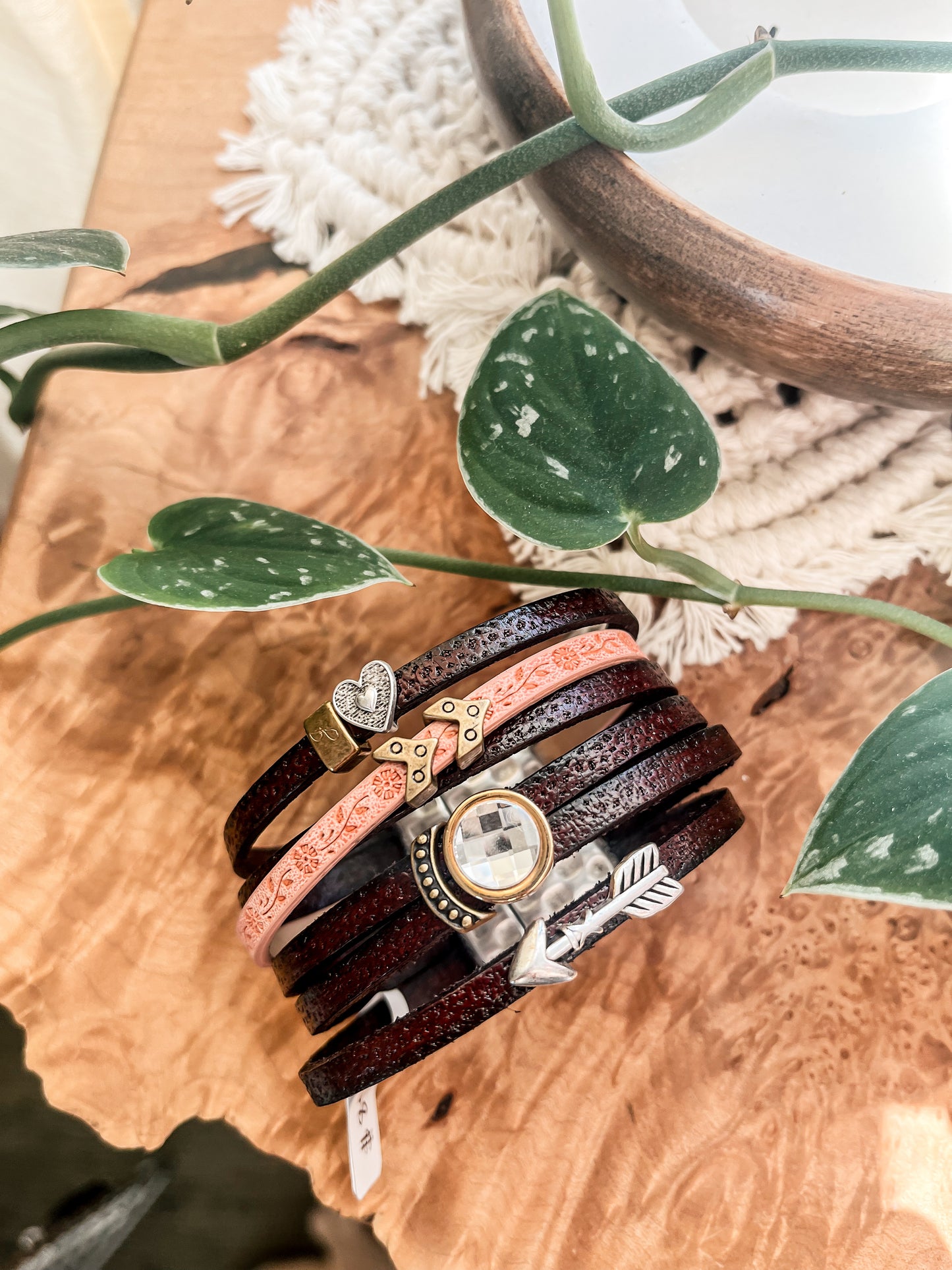 “Follow Your Heart” Leather Bracelet