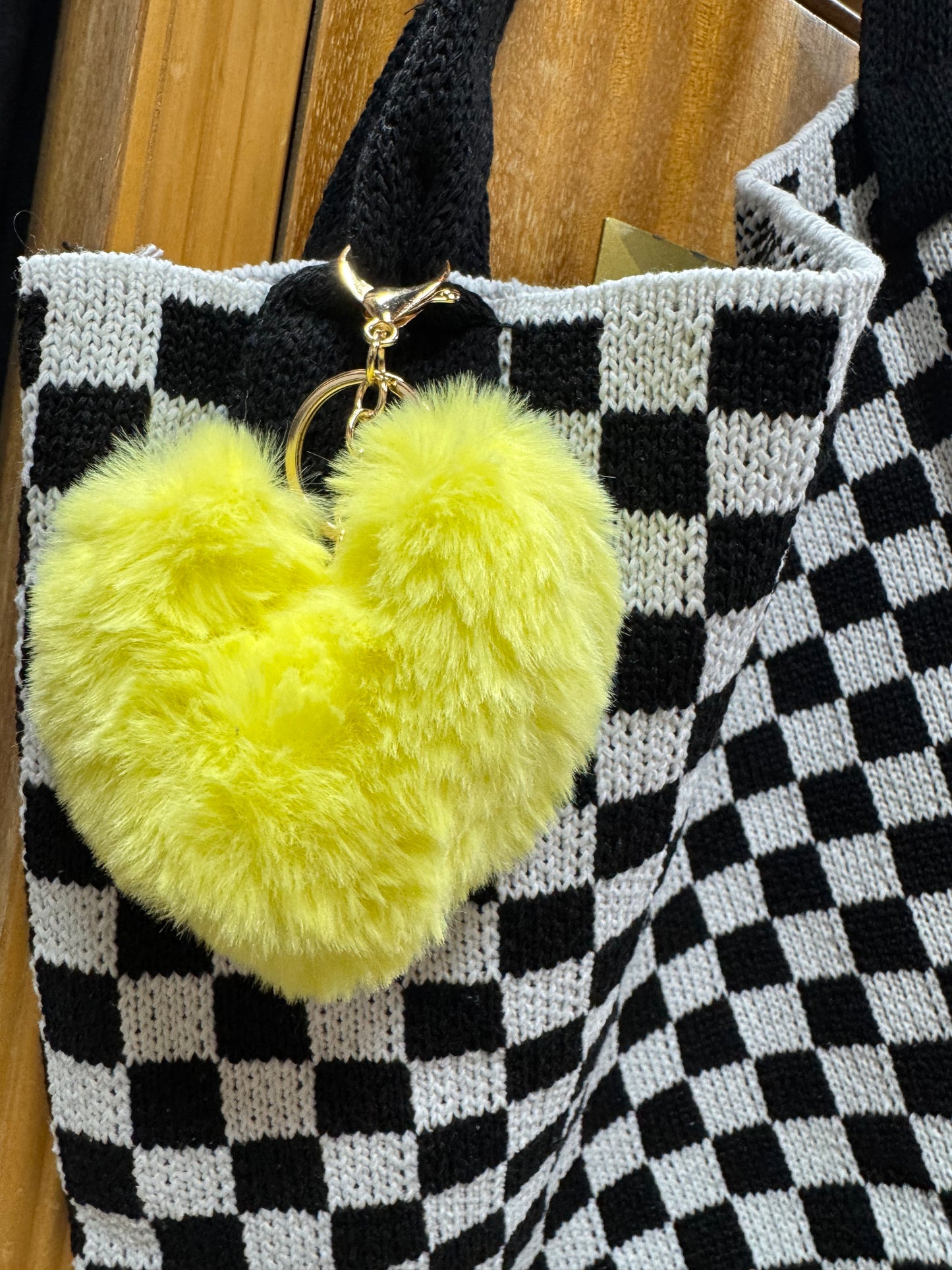 Fluffy Heart Bag Charm
