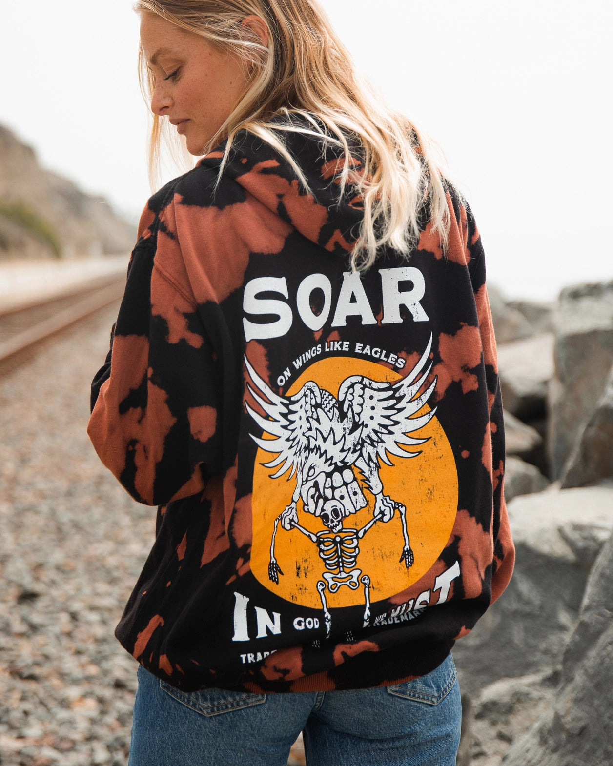 Wings Like Eagles Bleached Hoodie