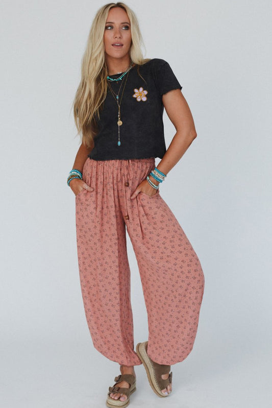Boho Fab Floral Wide Leg Jogger Pants