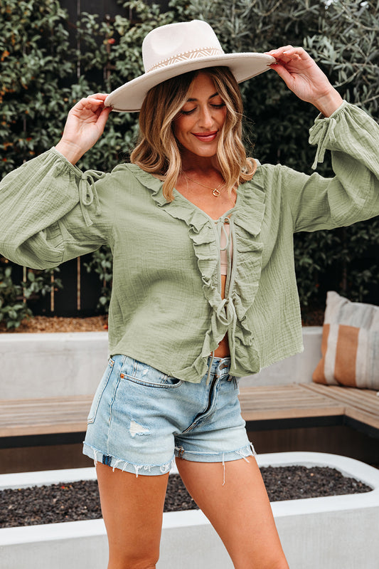 Breezy Bow Ruffle Blouse