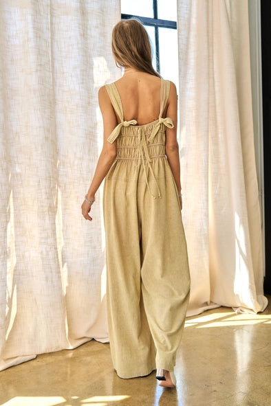 Don't Rush It Ruched Bodice Jumpsuit