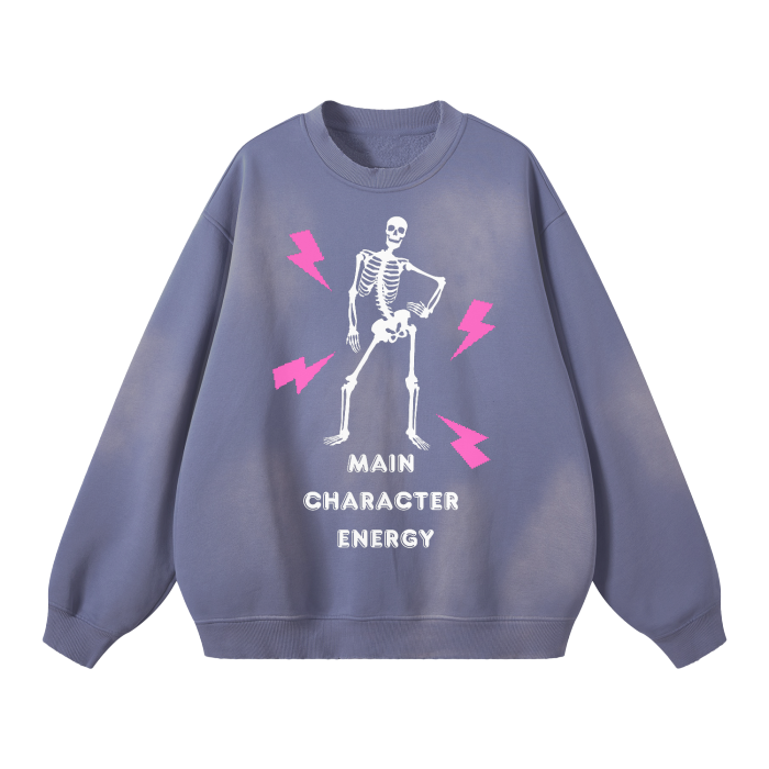 Main Character Energy Oversized Crewneck Sweater