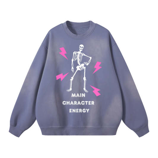 Main Character Energy Oversized Crewneck Sweater