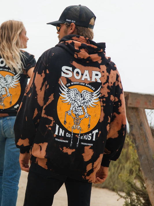 Wings Like Eagles Bleached Hoodie