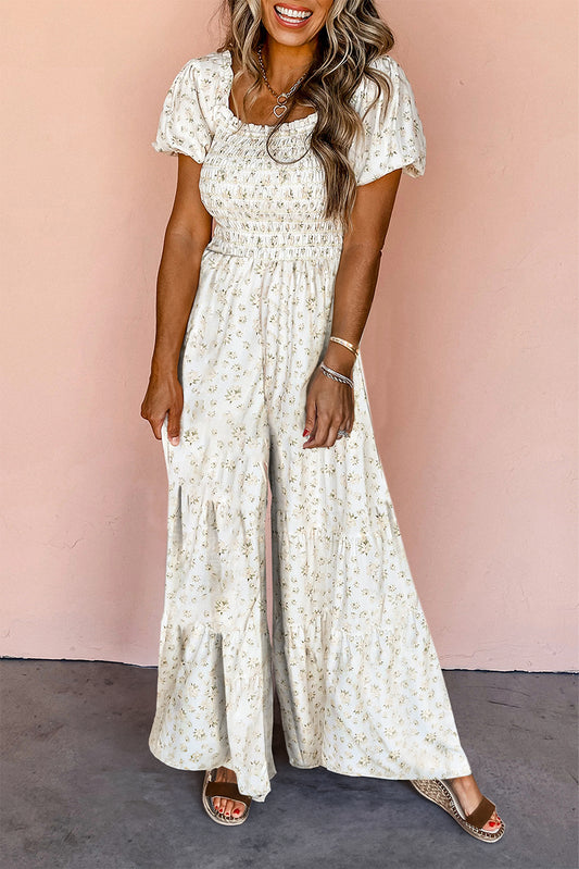 Field of White Boho Jumpsuit