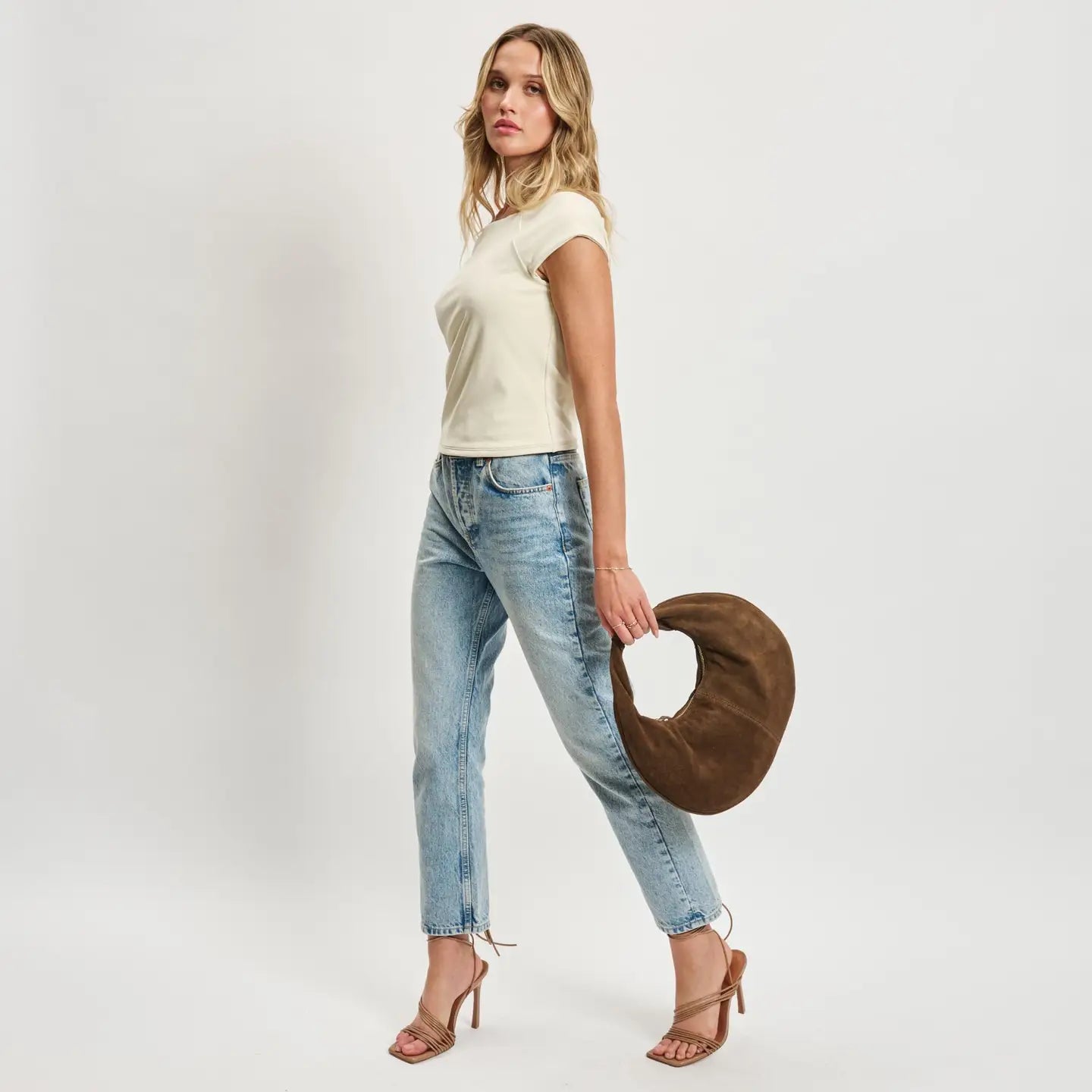 Farrah Genuine Suede Leather Hobo Bag