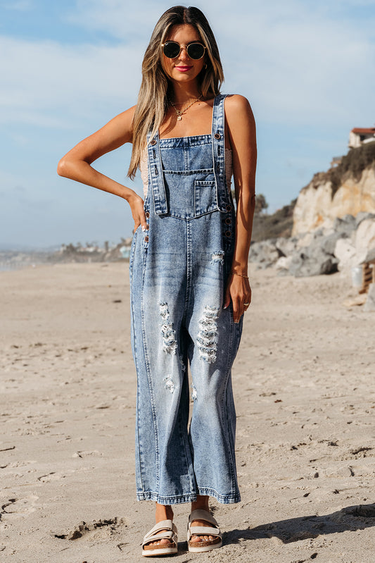 Rogue Rebel Distressed Denim Overalls