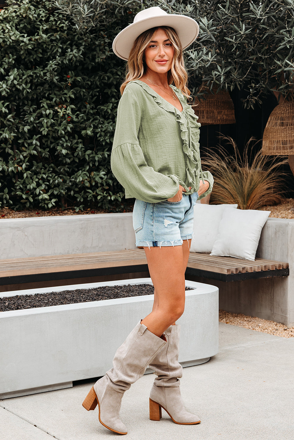 Breezy Bow Ruffle Blouse