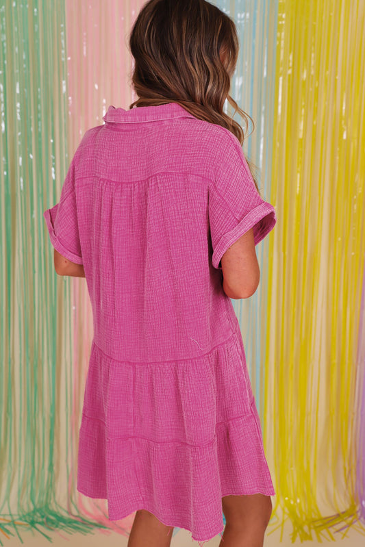 Blush Breeze Crinkle Tiered Dress