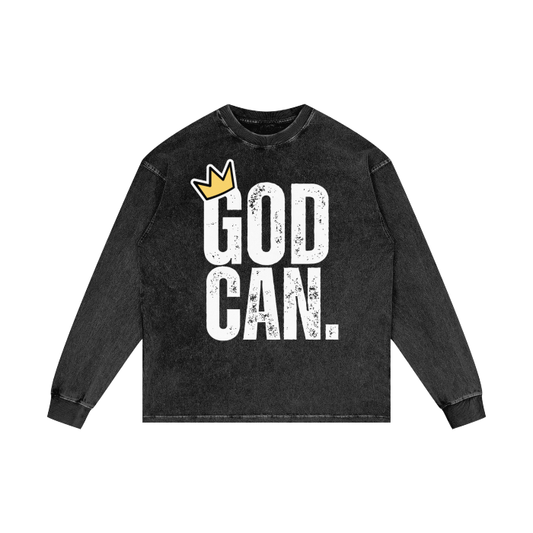 God Can Long Sleeve Oversized Graphic Tee