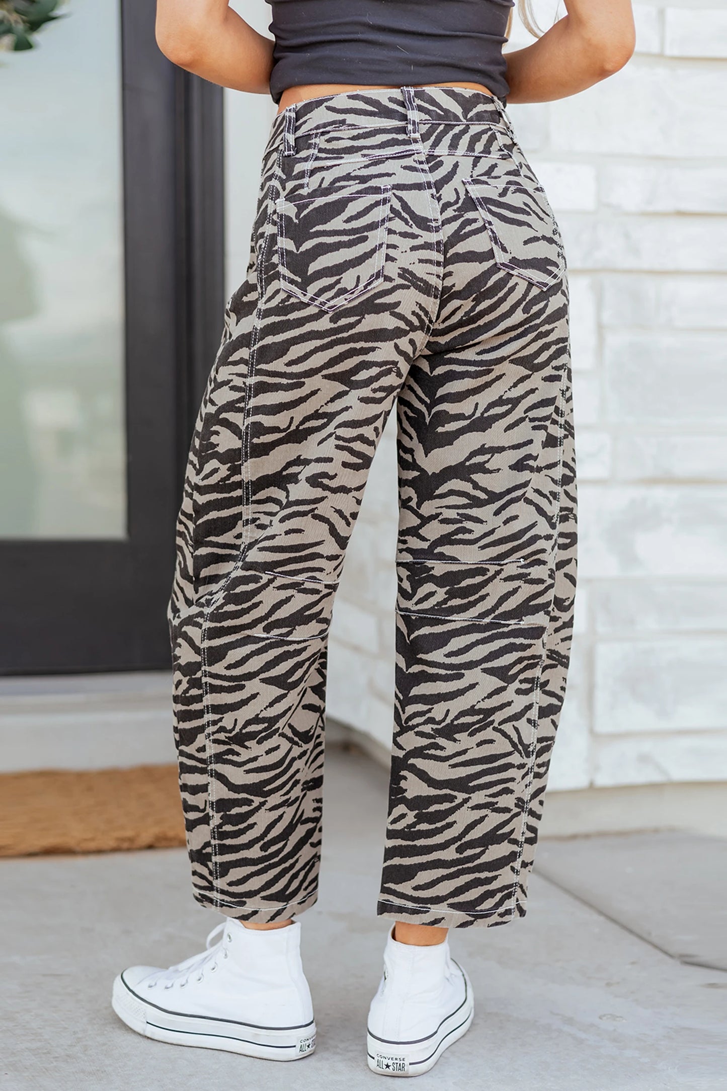 After Hours Zebra Barrel Jeans