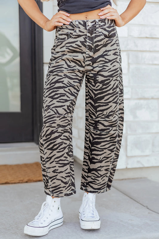After Hours Zebra Barrel Jeans