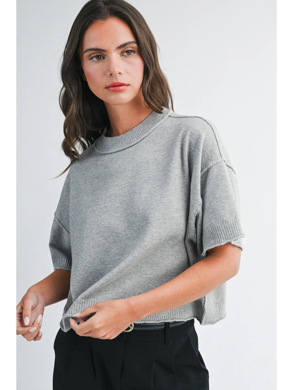 Easy Does It Cropped Knit Sweater