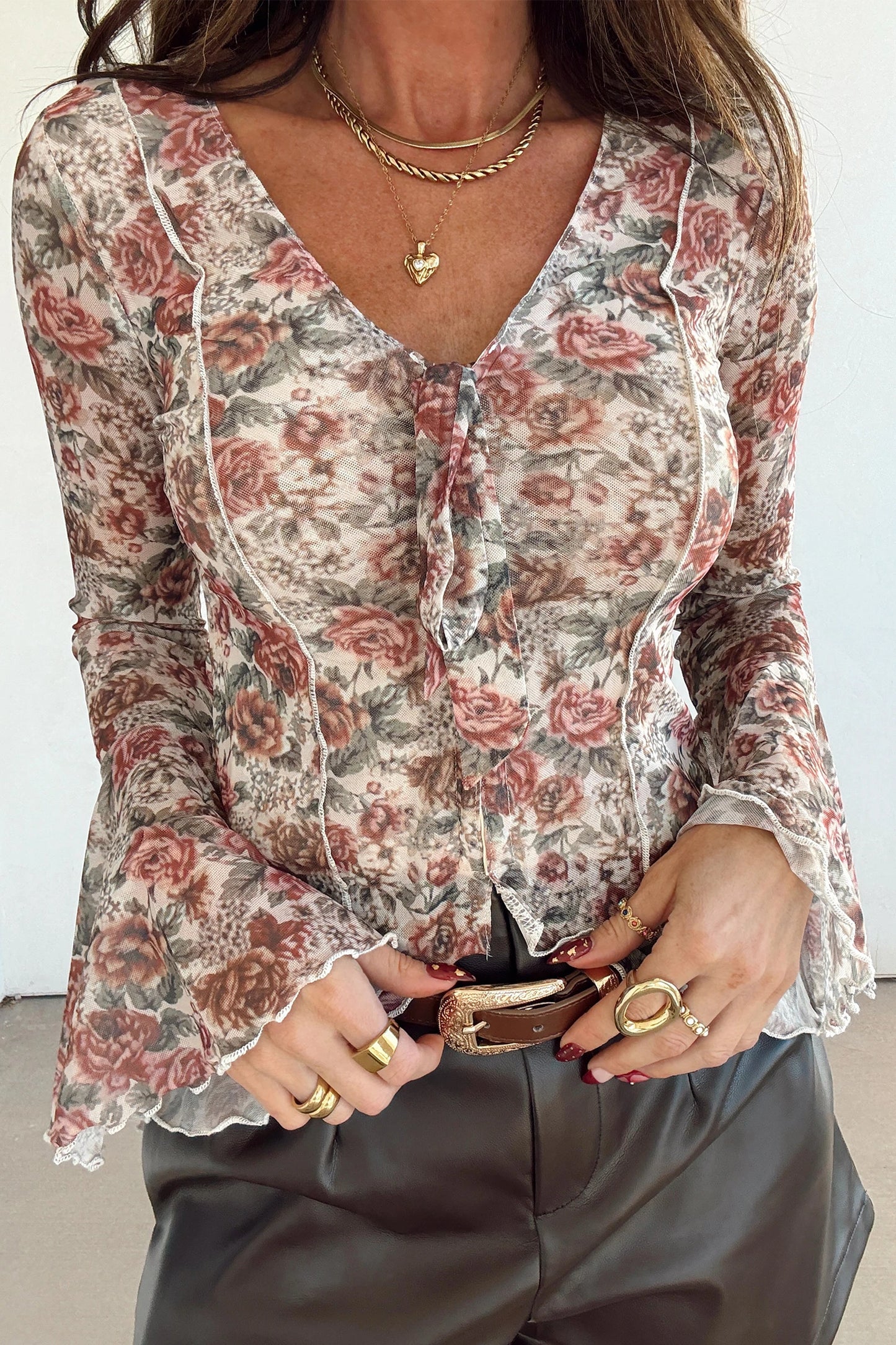 Woodstock Whimsy Tie-Front Top