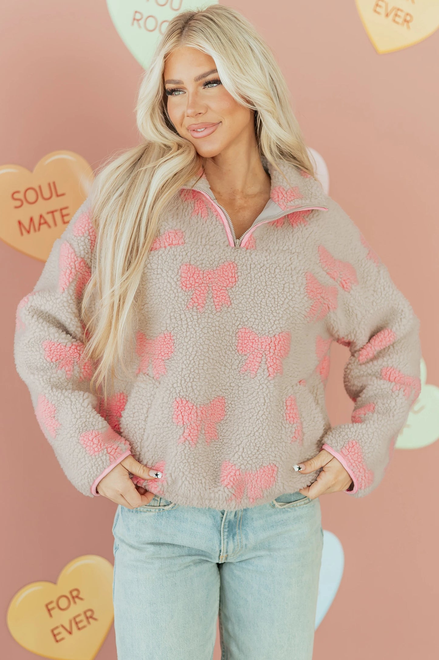 Sweet Bow Sherpa Pullover