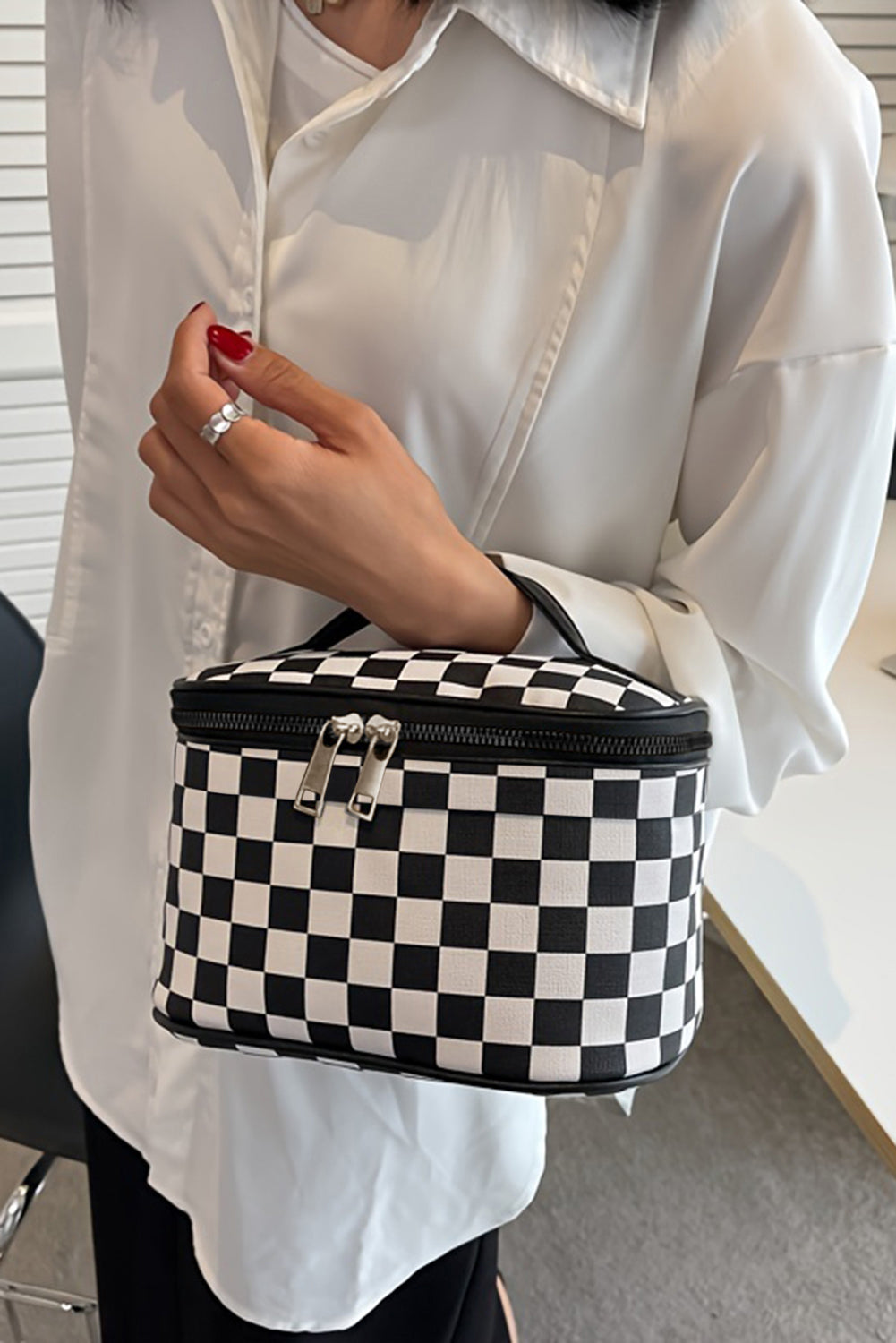 Checkered Makeup Bag