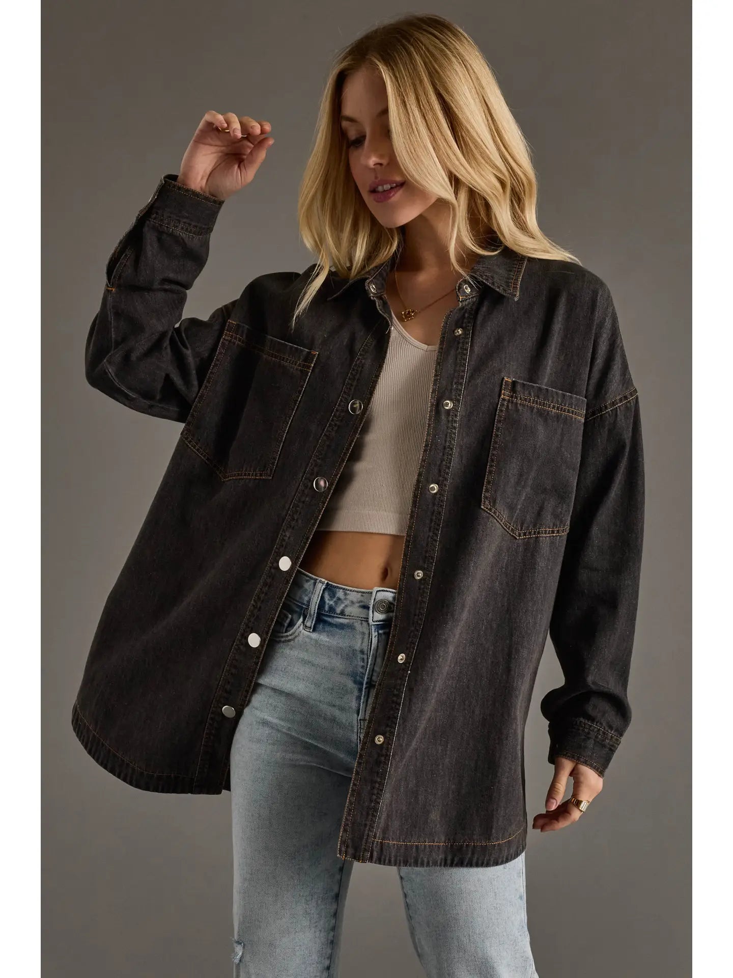 Meet Me at the Honky Tonk Denim Shacket