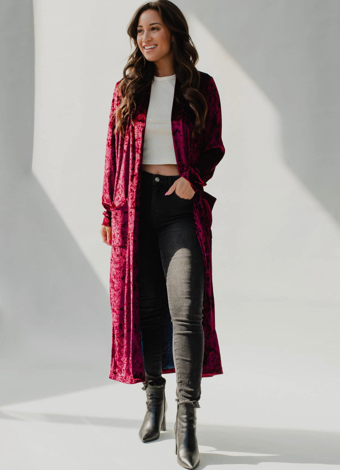 Burgundy hotsell duster jacket