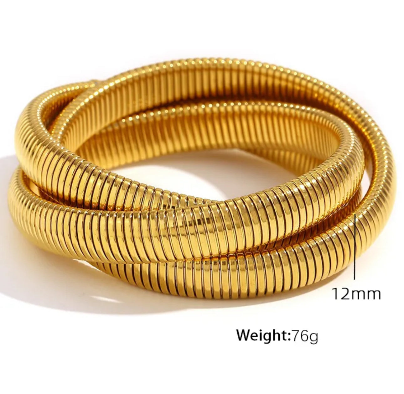 Titanium Steel Three Layer Gold Bangle