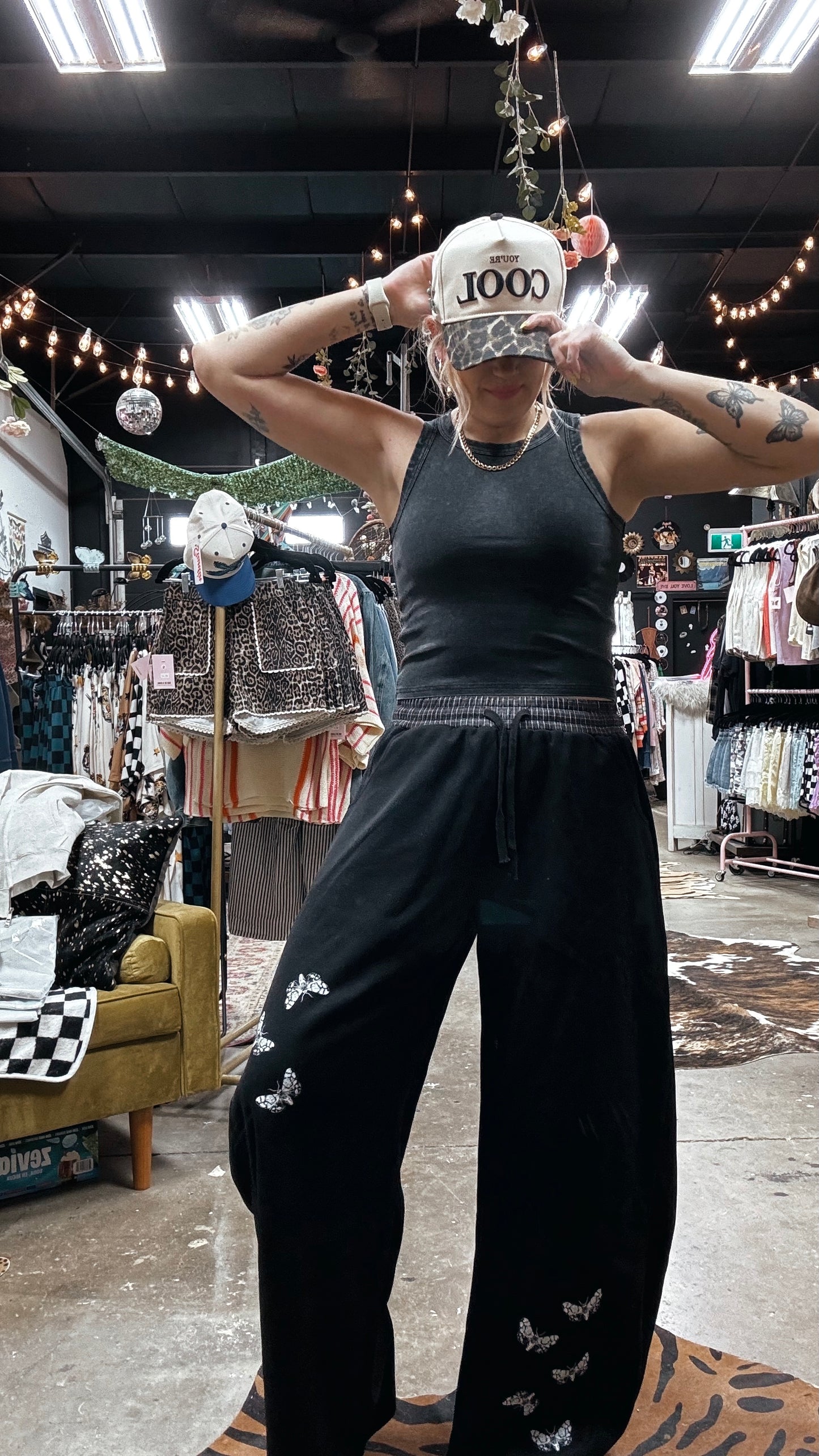 Moth Effect Barrel Sweatpants