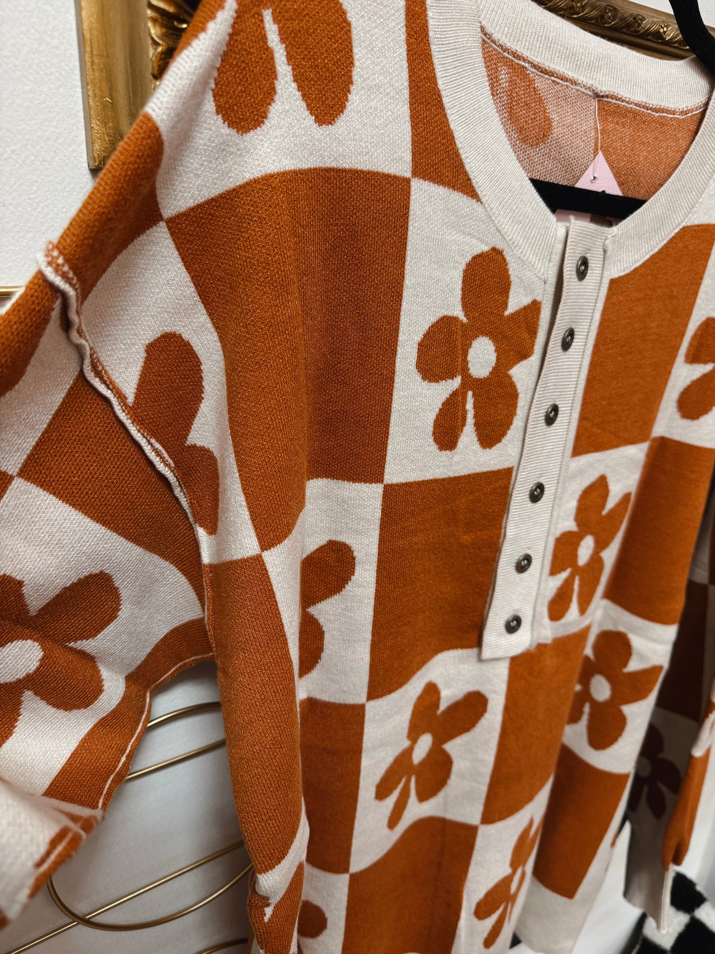 Petal Patch Henley Sweater