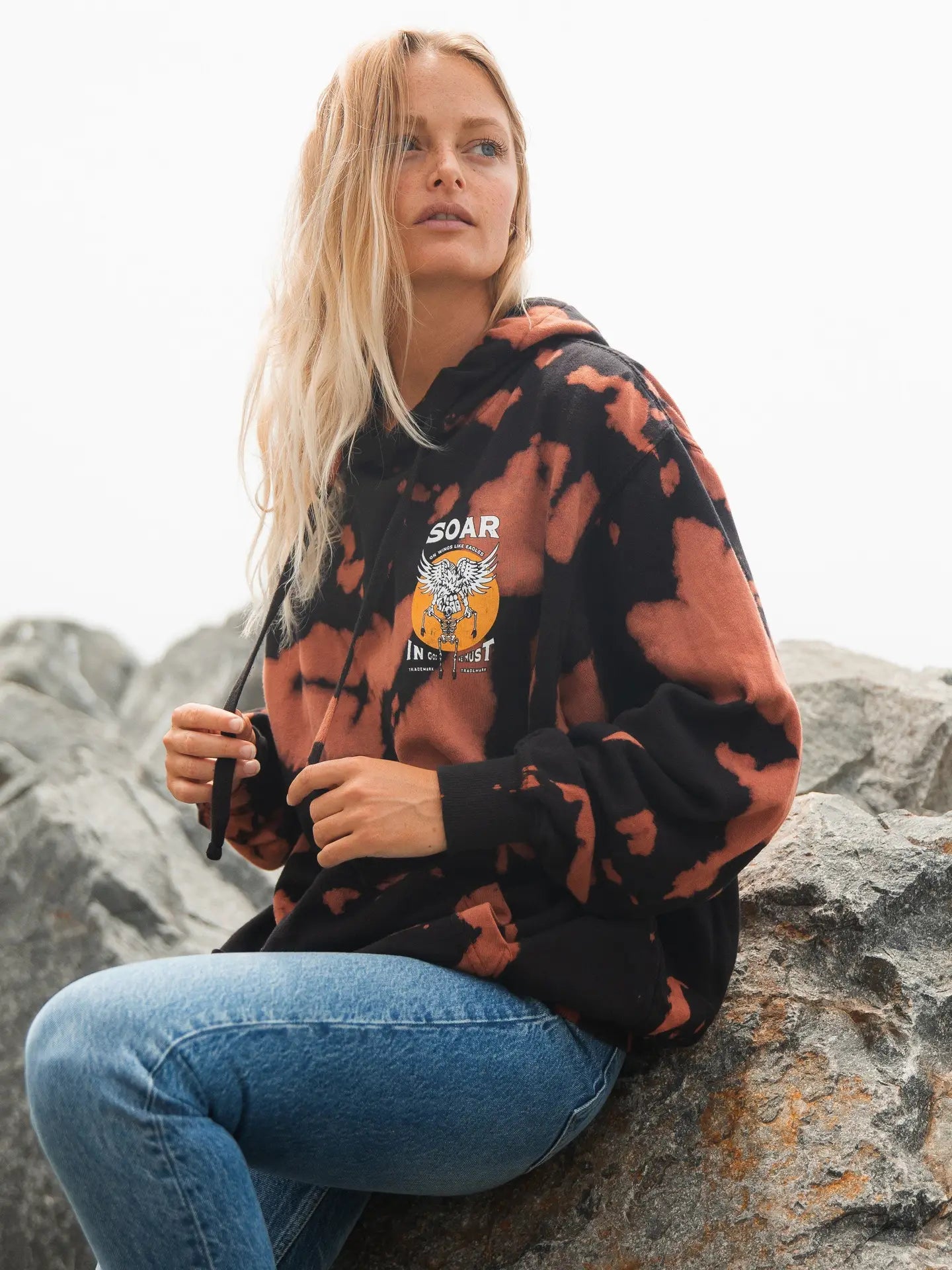 Wings Like Eagles Bleached Hoodie