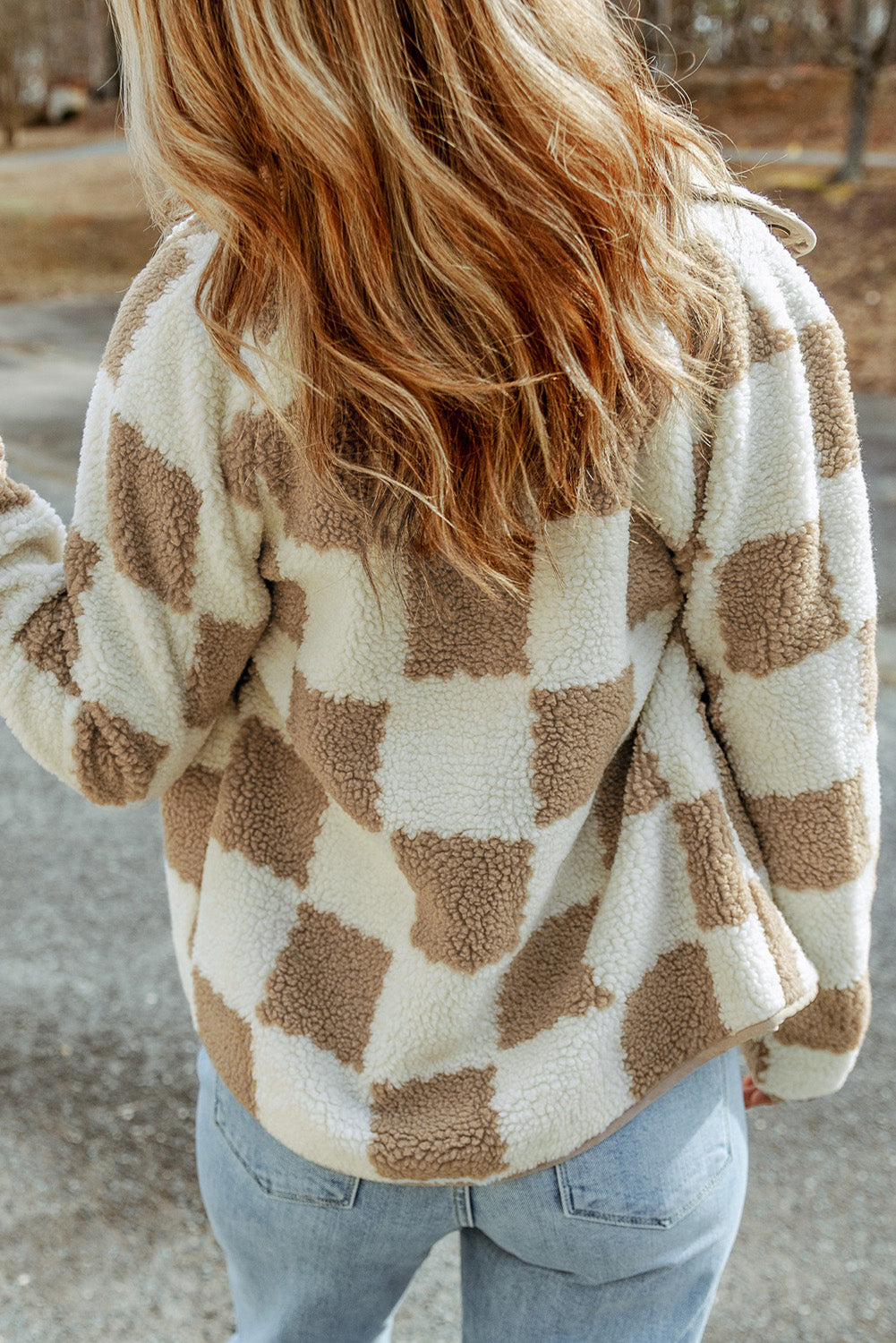 Checkered Sherpa Snap Jacket