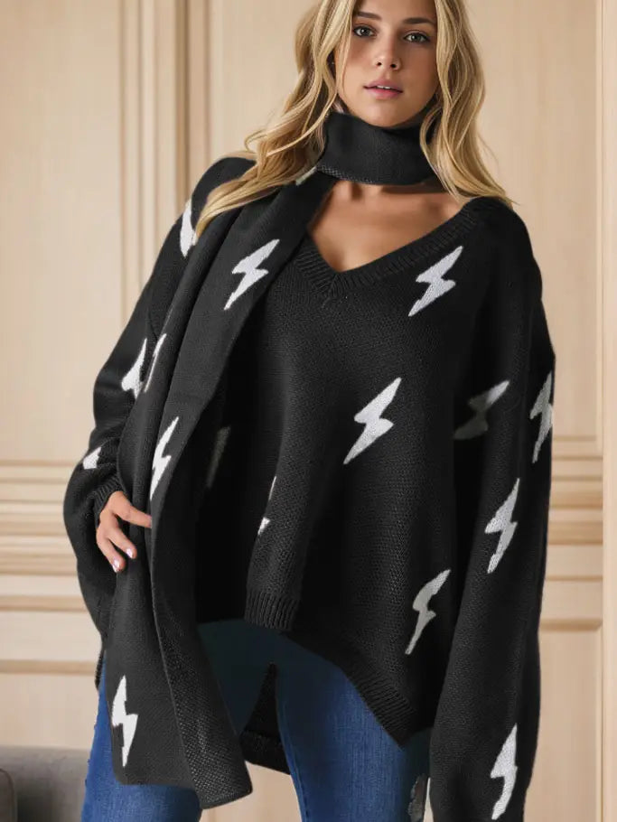 Lightning Bolt Long Wrap Scarf