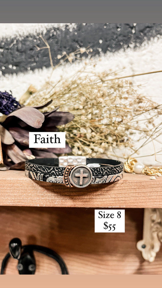 “Faith” Leather Bracelet