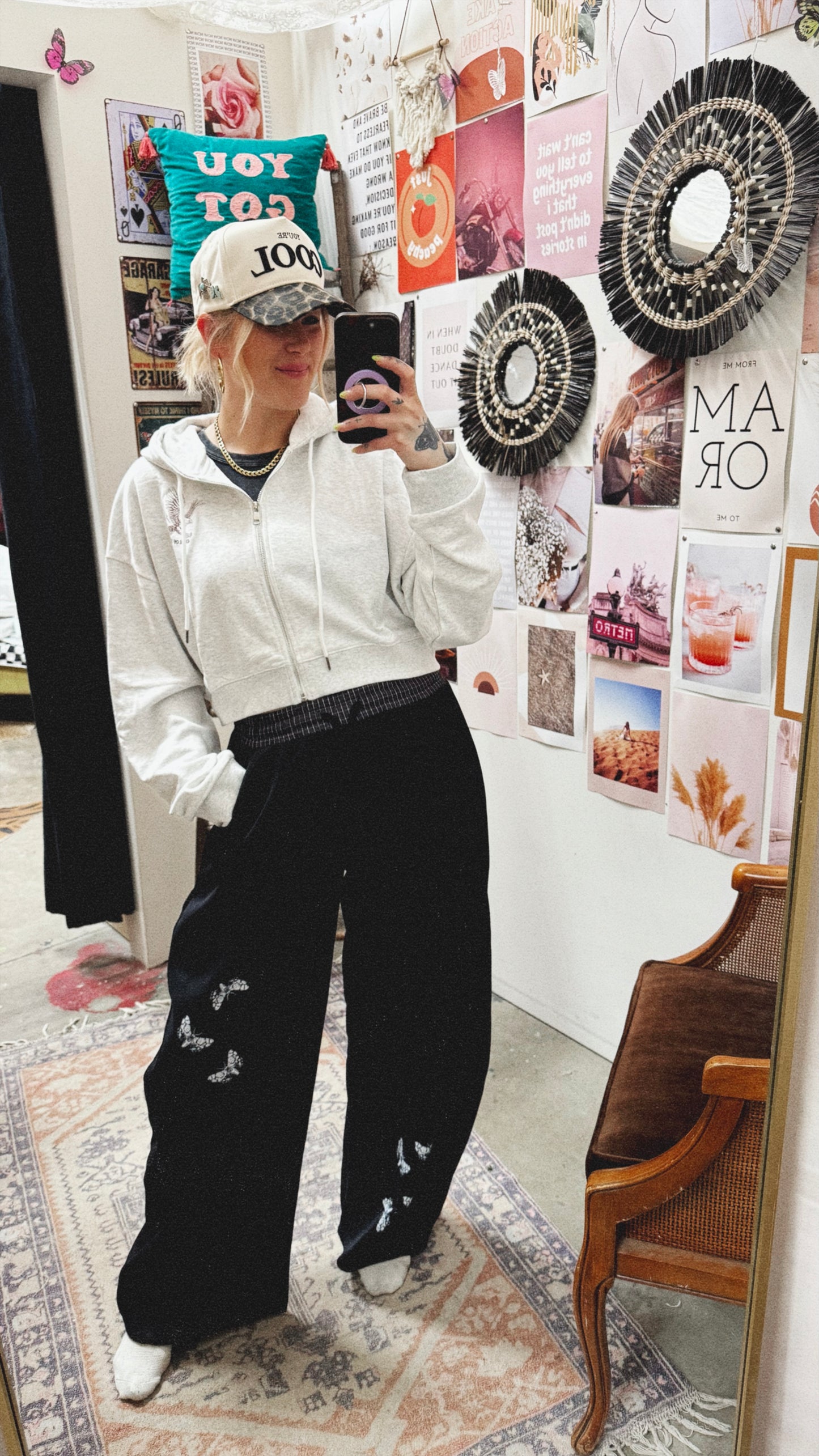 Moth Effect Barrel Sweatpants