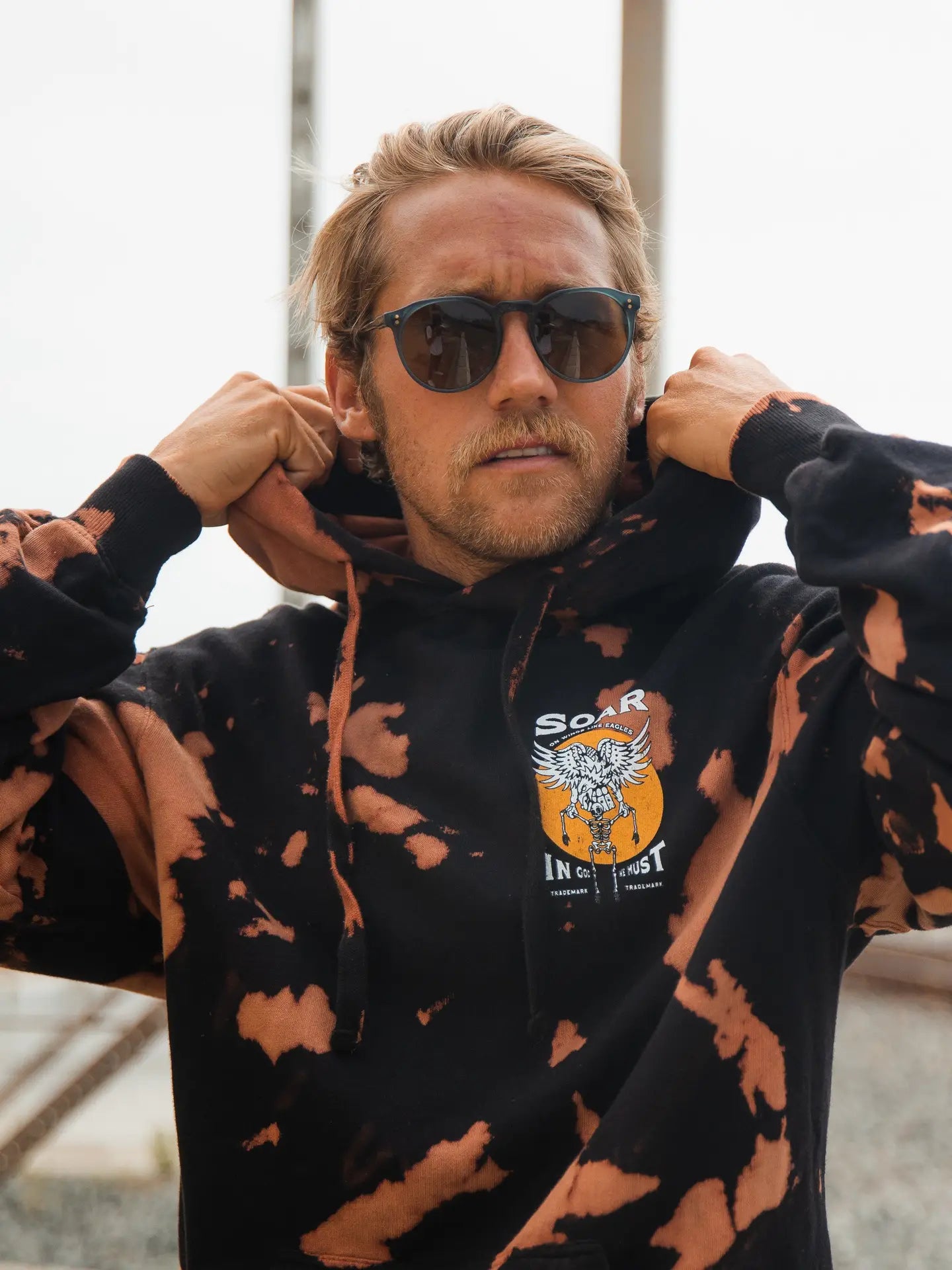 Wings Like Eagles Bleached Hoodie