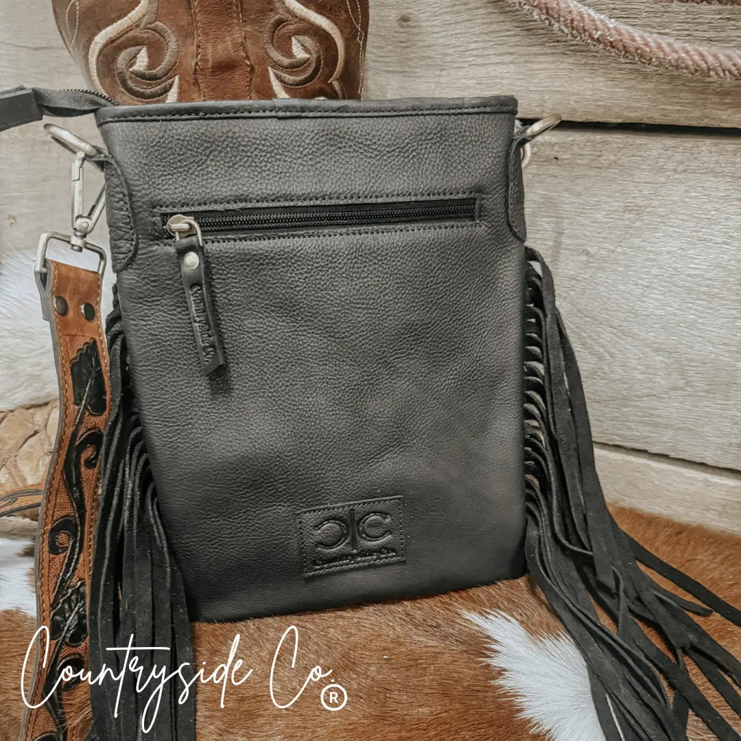 *PRE ORDER* Stockdale Checkered Cowhide Fringe Purse