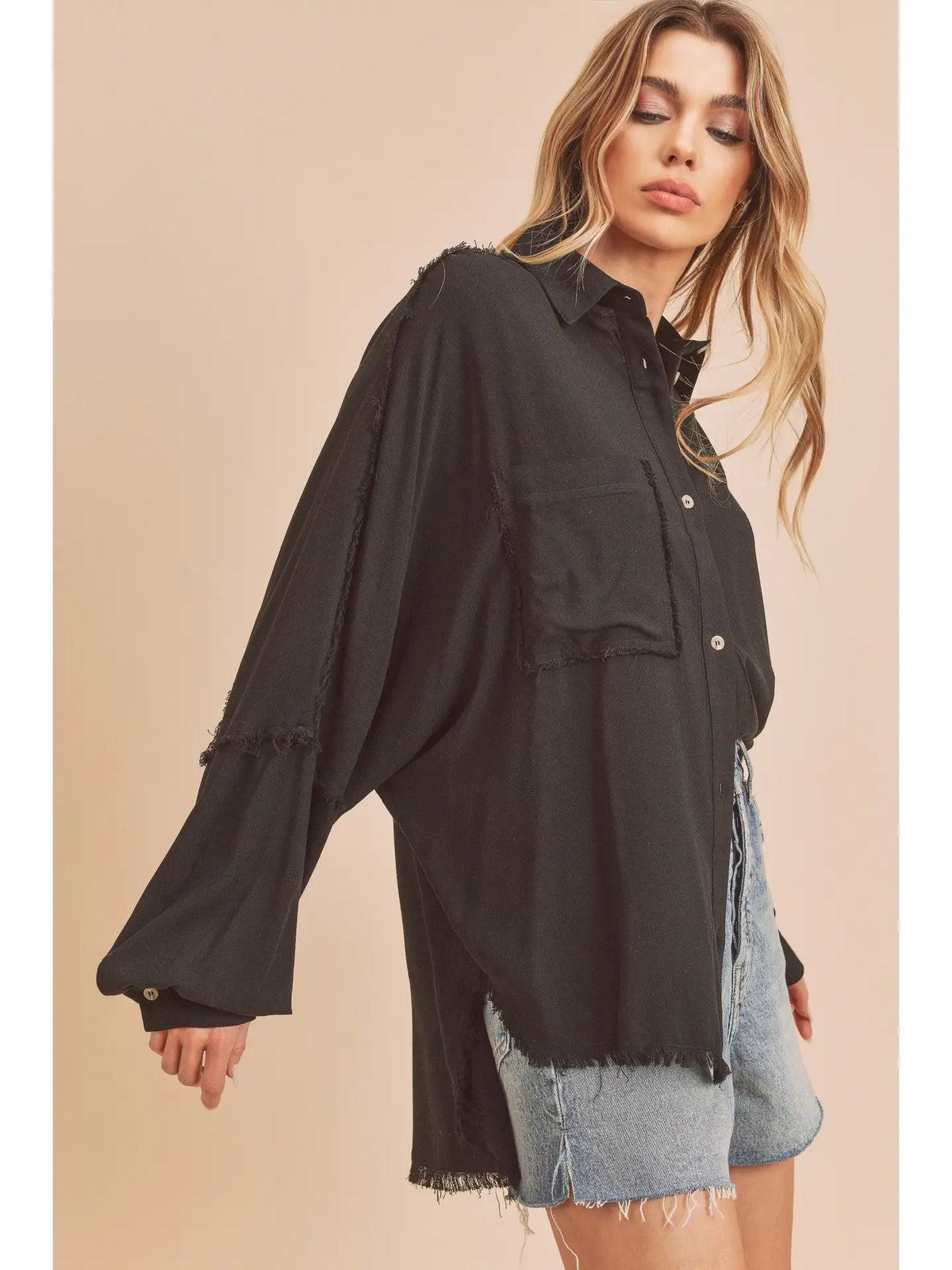 Delilah Raw Edge Button Down
