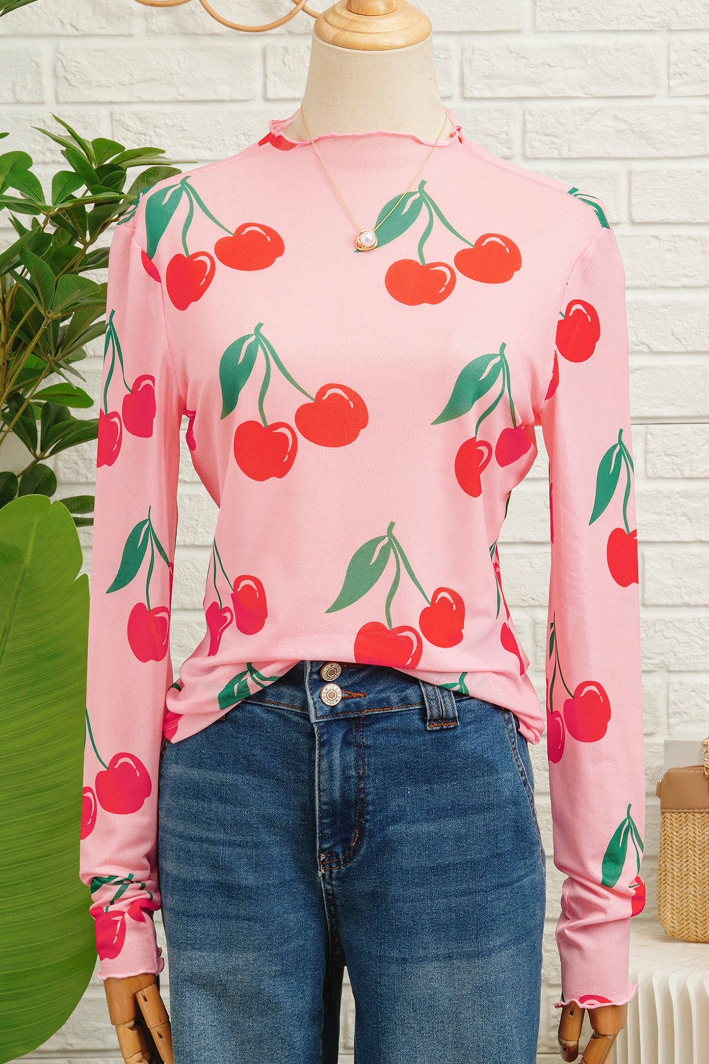 Cherry Bombshell Mesh Top