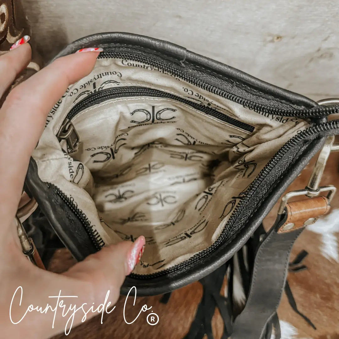 *PRE ORDER* Stockdale Checkered Cowhide Fringe Purse