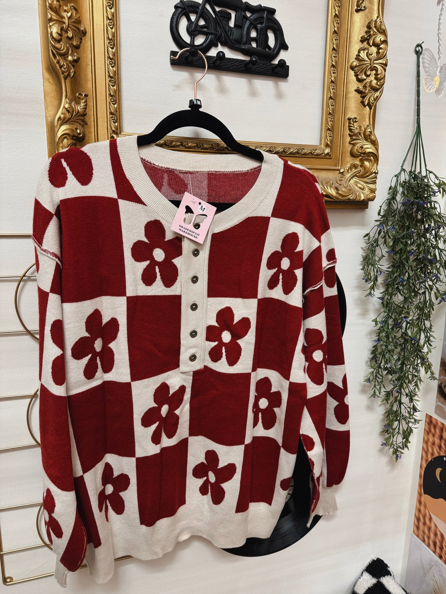 Petal Patch Henley Sweater