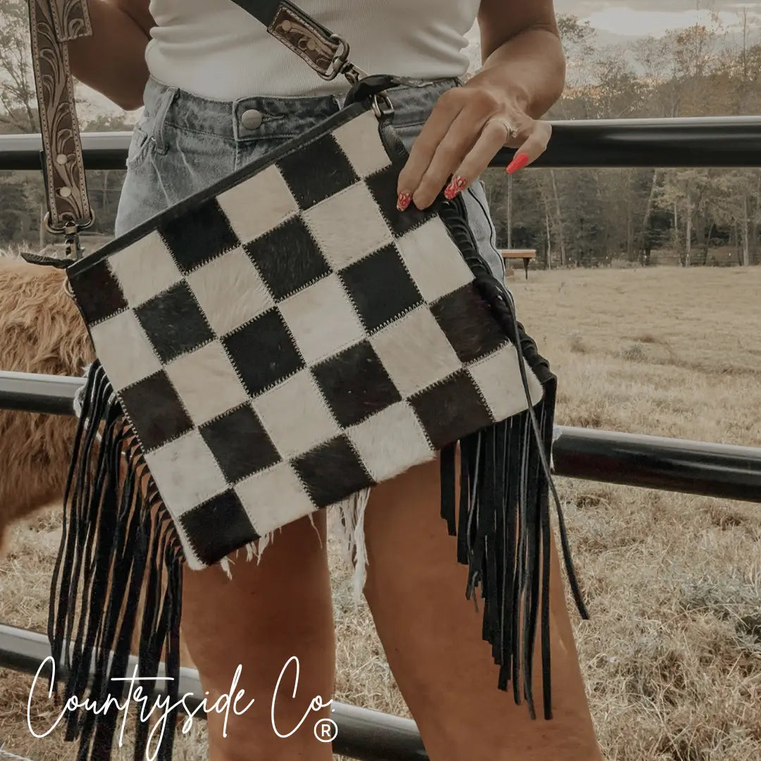 *PRE ORDER* Rodeo Square Cowhide Checkered Purse