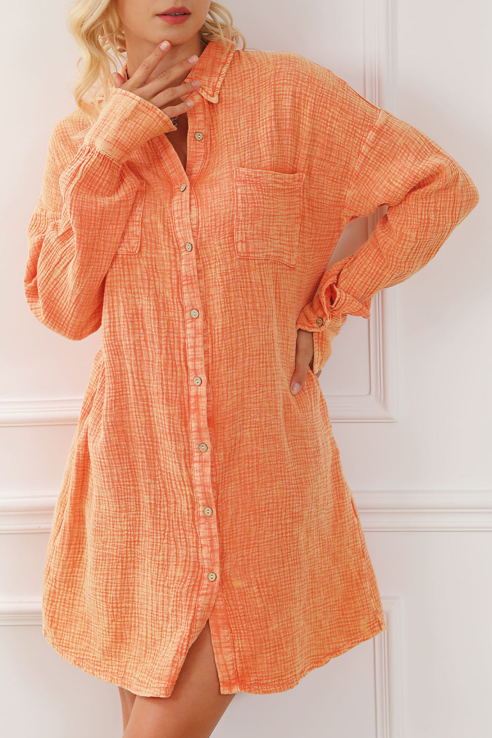 Forever Falling Button Up Shirt Dress